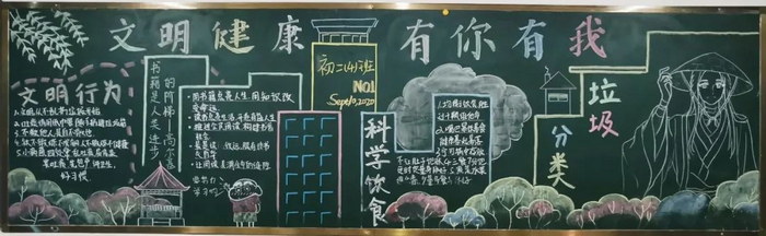 文明健康你我同行黑板报
