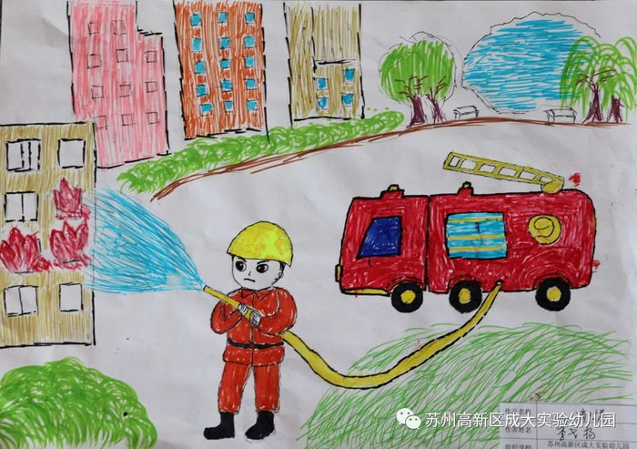 我是小小消防员绘画优秀作品