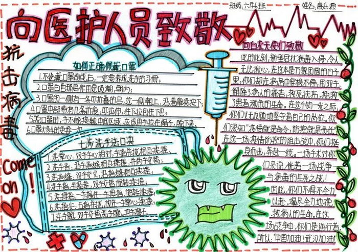 张抗击疫情手抄报中国加油图片10,第十张抗疫情中国加油手抄报简单9