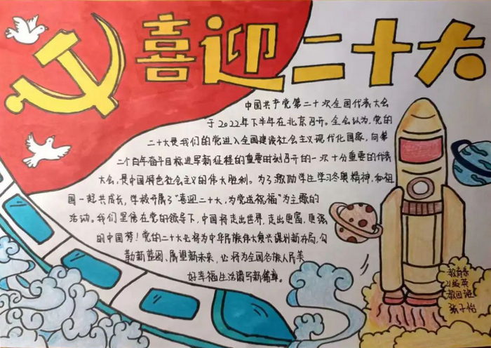 喜迎二十大为党送祝福手抄报