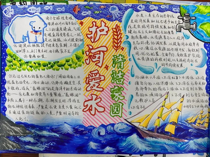 3,第三张护河爱水清洁家园手抄报字少简单漂亮