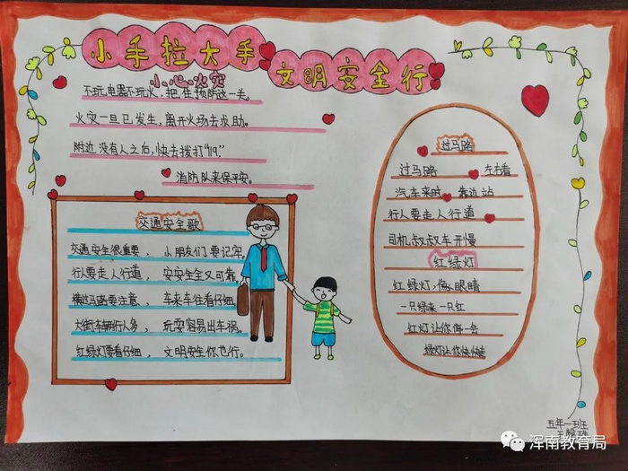 小手拉大手文明安全行手抄报小学