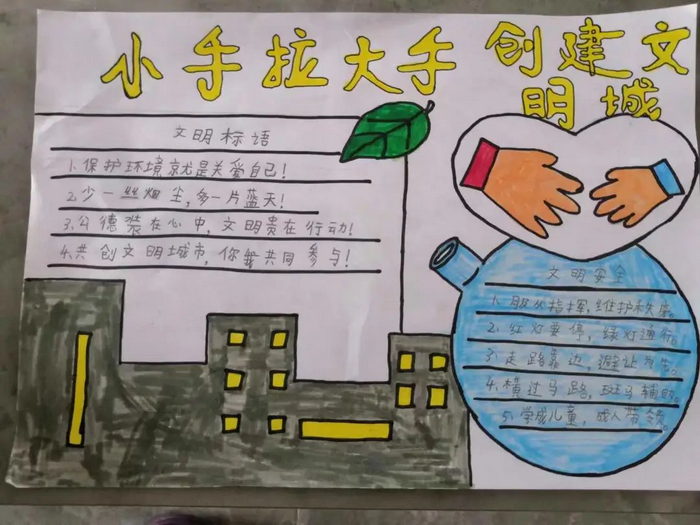 小手拉大手共创文明城手抄报内容