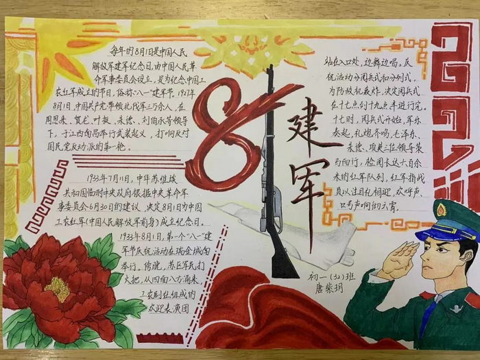 以建军节为主题的手抄报简单漂亮