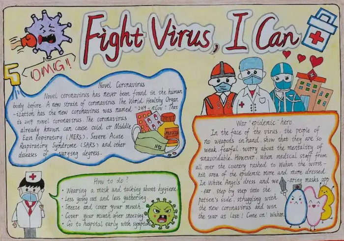 英语手抄报六年级疫情图片