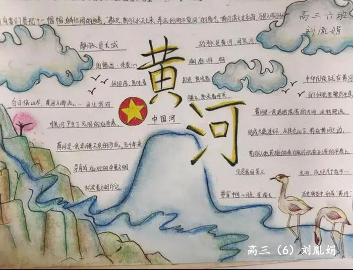 黄河手抄报 素描图片