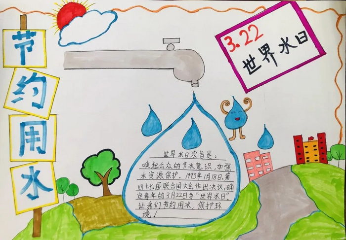 幼儿园世界水日手抄报图片