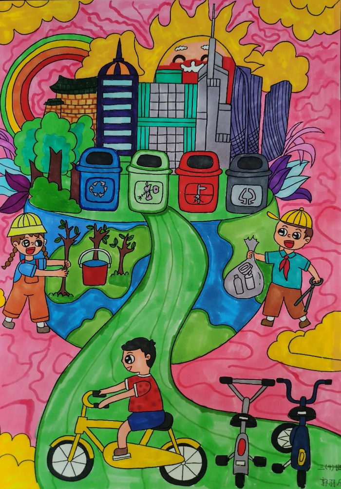二年级简单环保画绘画图片