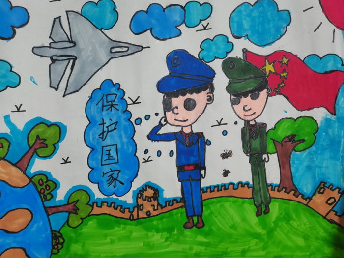 小学一年级国防画简单图片