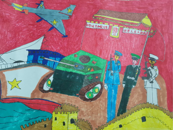 国防绘画图片简单又漂亮四年级