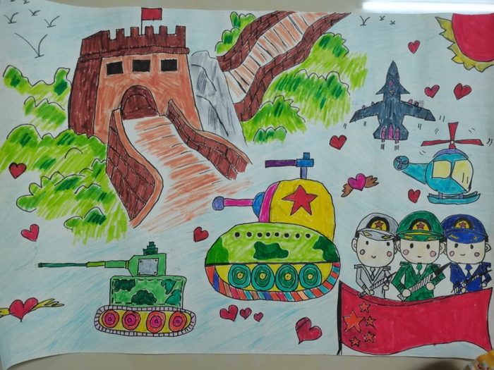 小学生国防绘画简单好看