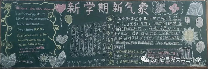 小学新学期新气象的黑板报图片