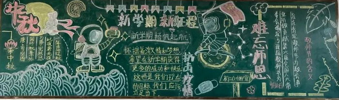 迎中秋庆教师节黑板报