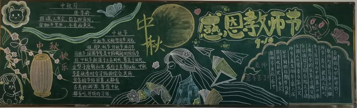 教师中秋双节黑板报