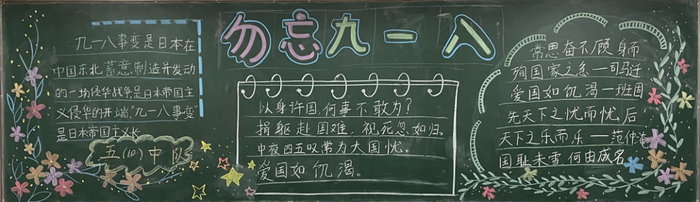 9月18日勿忘国耻黑板报文字