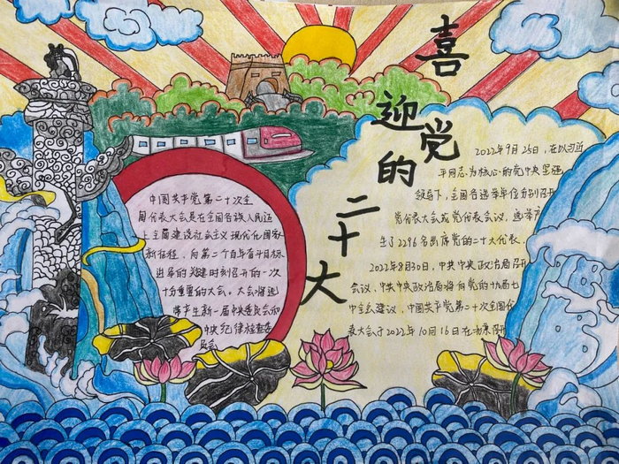 喜迎党的二十大强国有我新征程手抄报