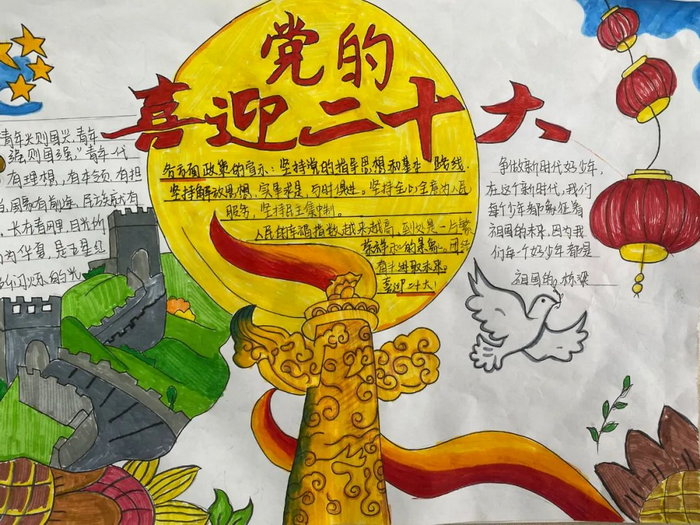 喜迎党的二十大强国有我新征程手抄报