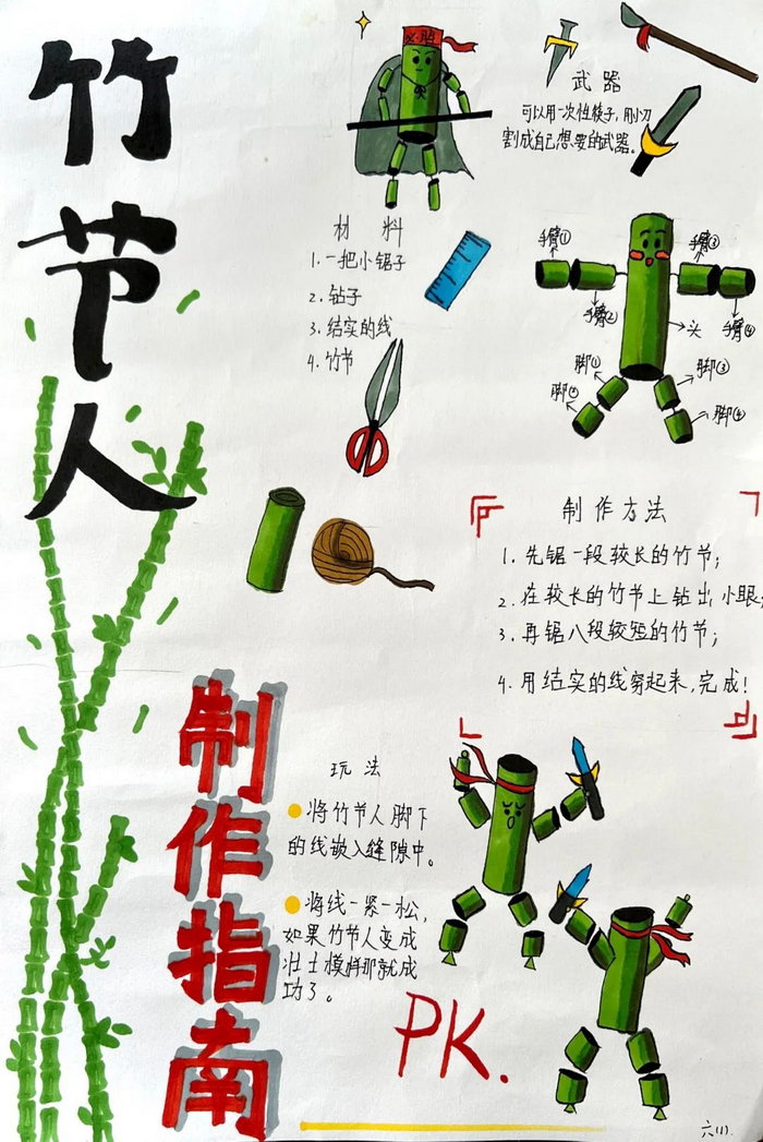 竹节人制作过程手抄报图片