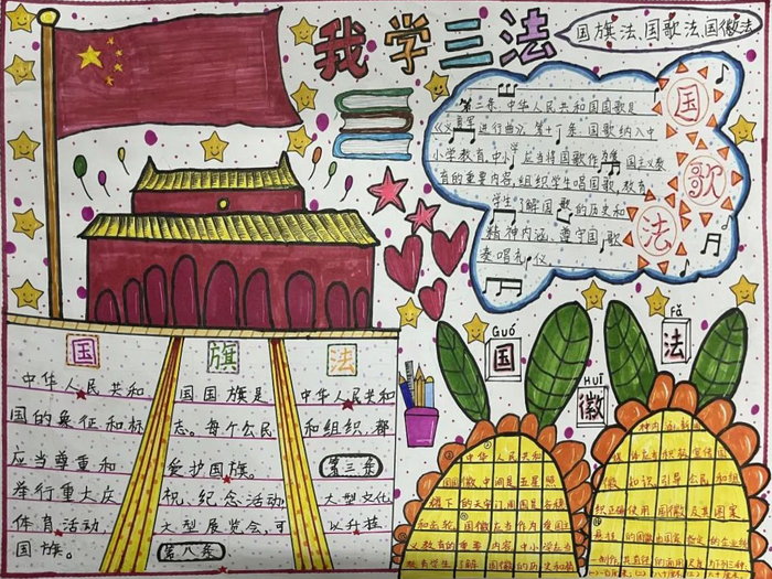 唱响国歌,守护国旗,致敬国徽手抄报内容