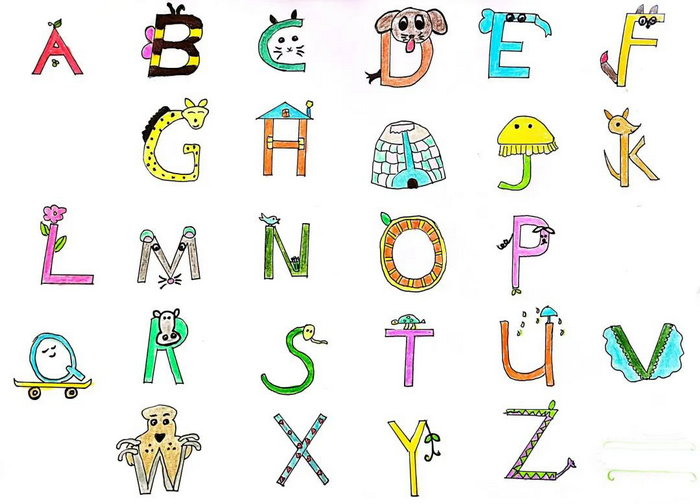 英语26个字母画画简单图片