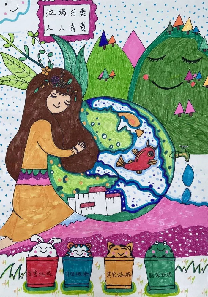 垃圾分类绘画图片简单漂亮