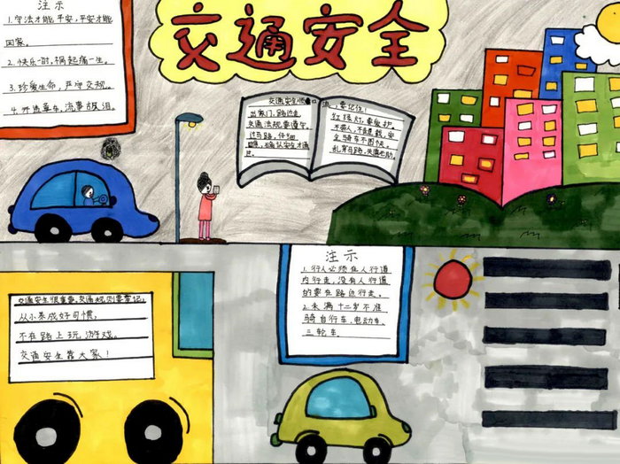 文明守法平安回家手抄报简单又漂亮