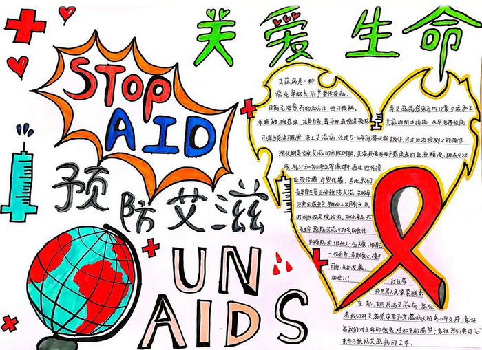 艾滋病手抄报简单画图片