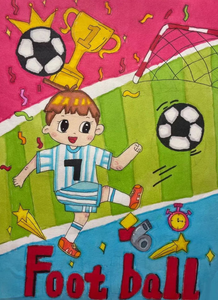 五年级足球绘画图片