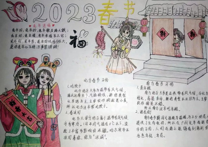 7一10岁儿童画春节手抄报