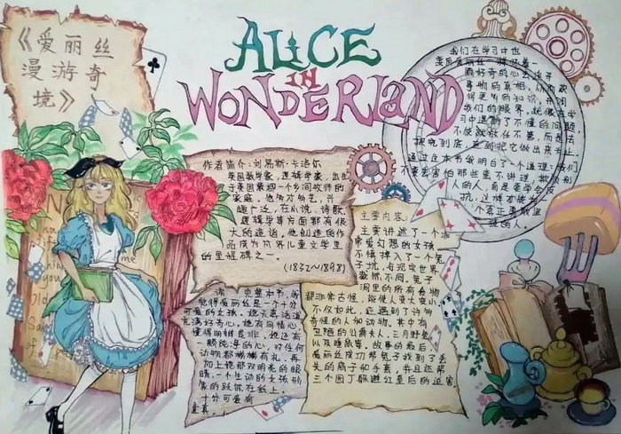 爱丽丝历险记手抄报图片