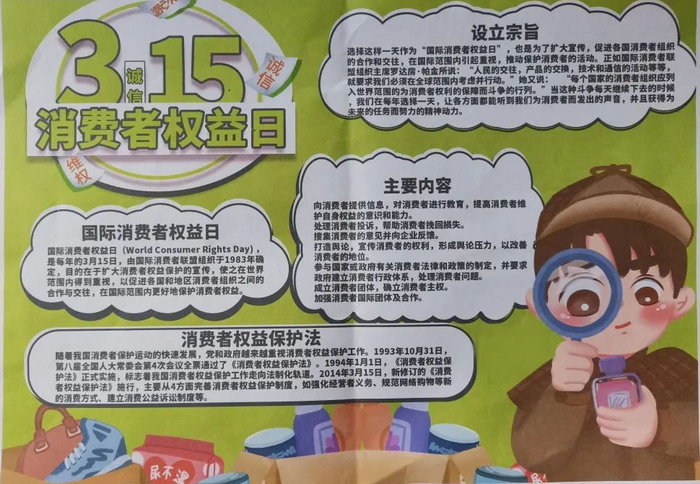 消费者权益保护日主题手抄报怎么画国际消费者权益日是每年的3月15日